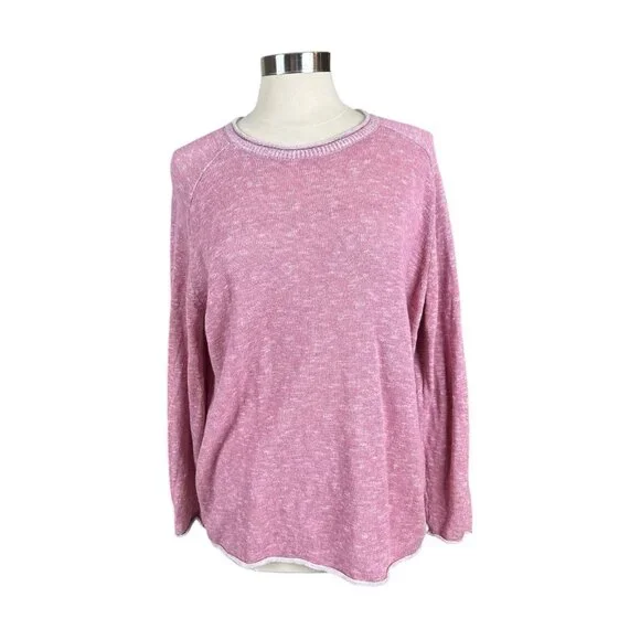 Eileen Fisher Sweater Women Medium M Organic Cotton & Linen Pink boho Lagenlook - Picture 3 of 14